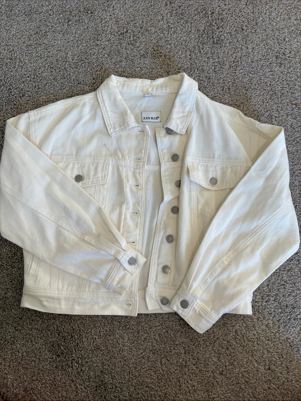 Judy Blue White Cropped Denim Jacket - Women's Trucker